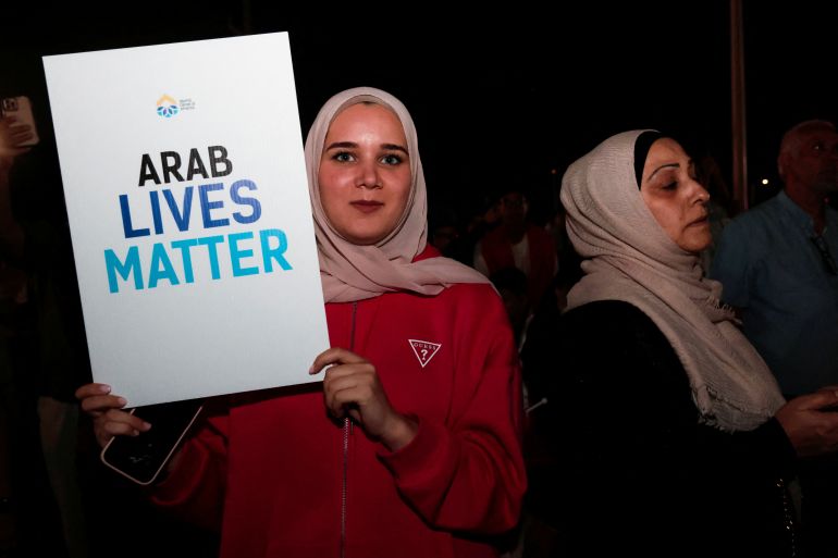 Arab Americans hold a vigil at the Islamic Center of America for the victims of a series of attacks in Lebanon, in Dearborn, Michigan, U.S., September 20, 2024. REUTERS/Rebecca Cook