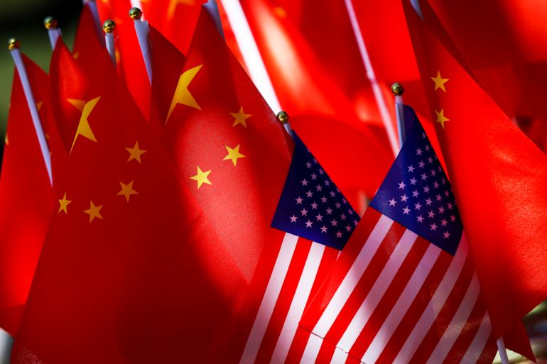 Chinese and US flags