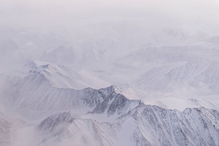 Snow covers the mountains of the Brooks Range in the Arctic National Wildlife Refuge