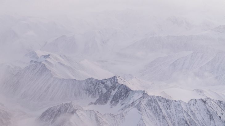 Snow covers the mountains of the Brooks Range in the Arctic National Wildlife Refuge